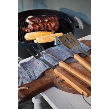 3 Pcs Bamboo Bbq Set