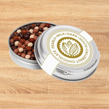  Caviar Tin - Chocolate Pearls - Silver 