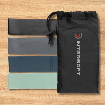 4 Piece Elastic Fitness Bands In Pouch