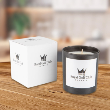240g Black Glass Scented Candle In A Printed Gift Box