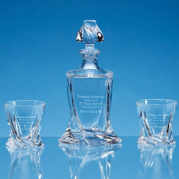 3 Piece 850ml Quadro Crystalite Whisky Set Supplied In A Gift Box