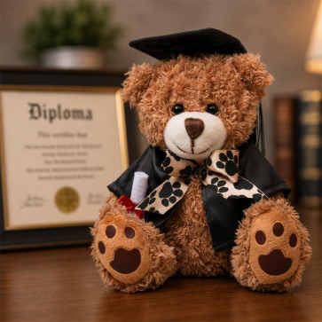 Graduation Style Medium Patched Paw Teddy