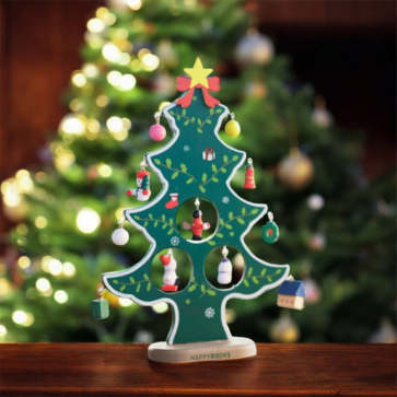 Wooden Christmas Tree With Ornaments