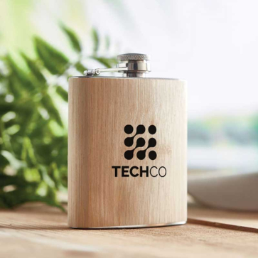 Hip Flask with Bamboo Finish 175ml