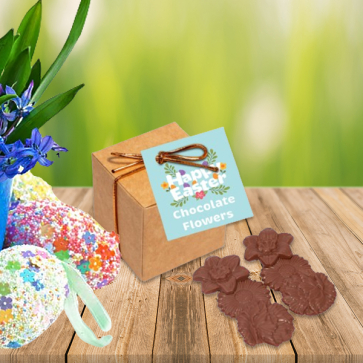 Eco Kraft Cube - Milk Chocolate Flowers - X6