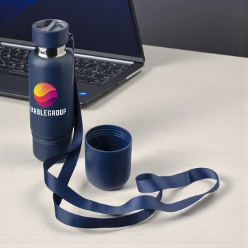 Lanyard Stainless-Steel Double-Walled Bottle with Cup 500ml