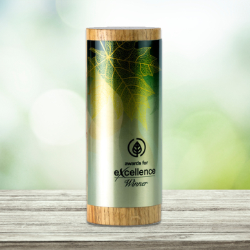 Oak Pillar Award with Metal Wrap