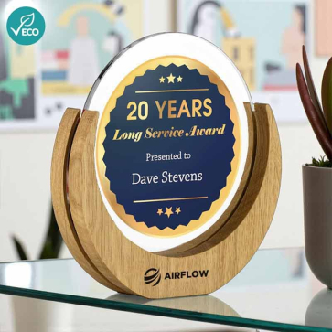 Oak With Recycled Acrylic Rising Cresent Award