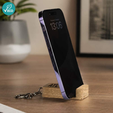 Oak Engraved Phone Stand Keyring