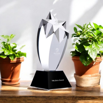 Rising Star Award With Black Crystal Slant Base
