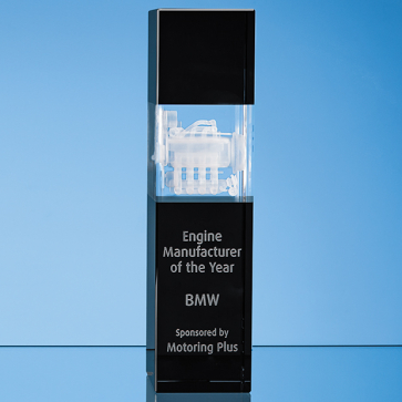 Clear & Onyx Black Optical Crystal Square Column Award