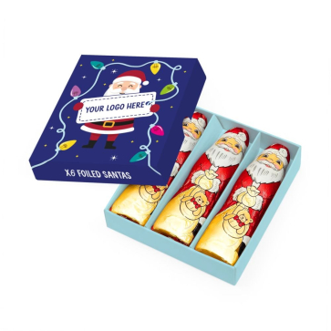 6 Foiled Santas in a Box