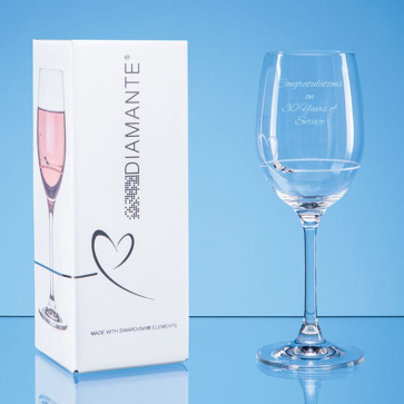 Single Diamante Petit Wine Glass with Heart Design and Gift Box