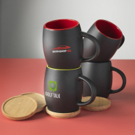 Hearth Ceramic Mug with Wooden Coaster 400ml