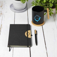 Laura A5 Hard Cover Notebook, Ballpoint Pen, Mug 480ml and Coaster Gift Set