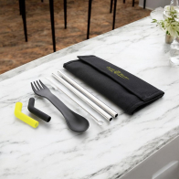 Tierra Straw And Cutlery Set In pouch