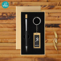 Bamboo Gift Set Containing Pen and Keyring