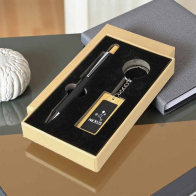 Bamboo Gift Set Containing Pen and Keyring