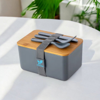 Lunchbox With Bamboo Lid And Cutlery Set