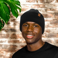 Acrylic Waffle Knit Beanie With Turn-up