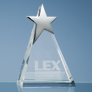 Optical Crystal Triangle Award with Silver Star