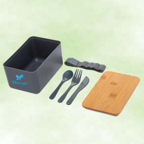 Lunchbox With Bamboo Lid And Cutlery Set