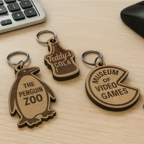 Bamboo Keyrings Single Sided Bespoke Shaped
