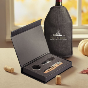 Stainless Steel & Wood Wine Accessory Gift Set - 3 Pcs