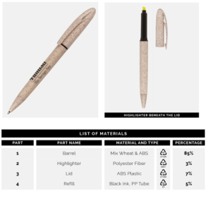 Wheat Twist 2 in 1 Pen and Highlighter