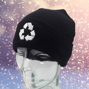 100% Recycled Polyester Knitted Beanie with turn-up