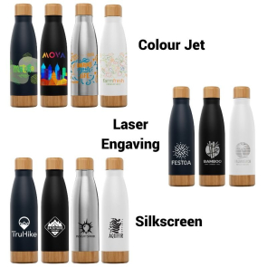 Ibiza 650ml Double-Wall Stainless Bottle with Bamboo Lid