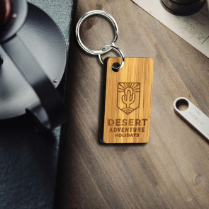 Bamboo Keyrings Single Sided Bespoke Shaped
