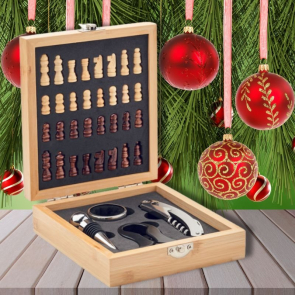 Bamboo Wine and Chess Gift Set