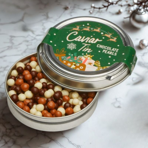  Caviar Tin - Chocolate Pearls - Silver 
