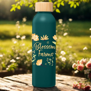 Eden Water Bottle 590ml made from Recycled Stainless Steel with a Bamboo Lid
