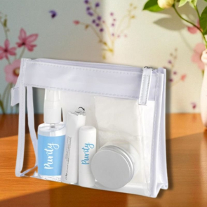 Work From Home Set in a Clear PVC White Trim Bag