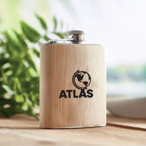 Hip Flask with Bamboo Finish 175ml