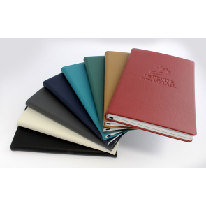 A5 Casebound E Leather Recycled Environmentally Friendly Notebook with Elastic Strap 
