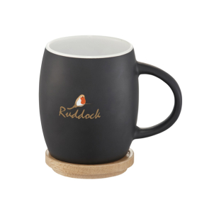 Hearth 400ml Ceramic Mug with Wooden Coaster