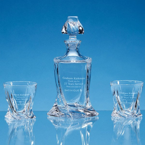 3 Piece 850ml Quadro Crystalite Whisky Set Supplied In A Gift Box