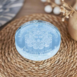 Clear Glass Round Paperweight 90 x 18mm