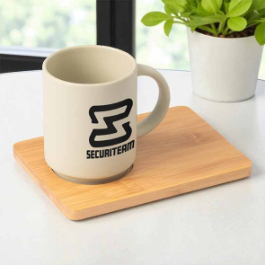Café Duo Ceramic Mug & Bamboo Board Set 325ml