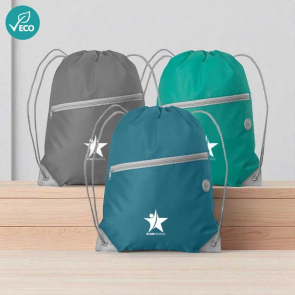 Vilda rPET Drawstring Backpack with Zippered Front Pocket