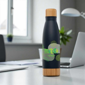 Ibiza 650ml Double-Wall Stainless Bottle with Bamboo Lid