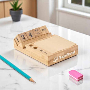 Bamboo Desktop Calendar with Phone and Pen Holder 
