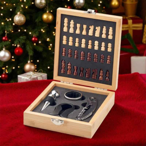 Bamboo Wine and Chess Gift Set