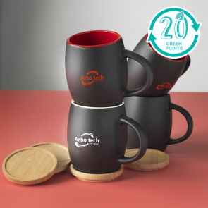 Hearth 400ml Ceramic Mug with Wooden Coaster