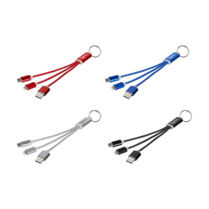 Metal 3-in-1 Charging Cable With Keychain