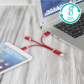 Metal 3-in-1 Charging Cable With Keychain