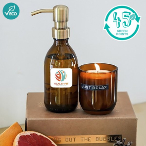 Wellmark Discovery 200 ml Hand Soap Dispenser And 150 g Scented Candle Set - Bamboo Fragrance